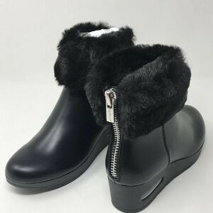 Dkny Abri Black Fur Bootie Ankle Boots Size 6.5